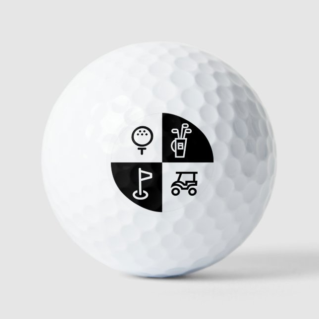 Golf-Bälle für Schwarz & Weiß Golfball (Vorderseite)