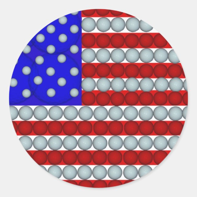 Golf Balls American Flag Round Stickers (Vorderseite)