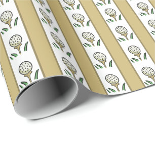 Golf Balls auf T-Shirt Gold und Weiß Geschenkpapier