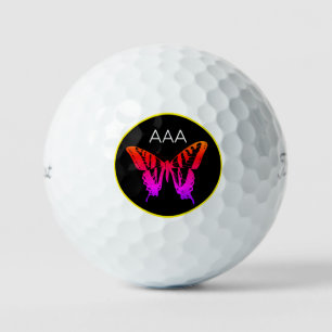 Golf Balls CUSTOM MONOGRAM BUTTERFLUSS IN RAINBOW Golfball