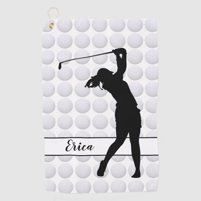 Golf Balls Girl Golfer Personalisiertes Golfhandtu Golfhandtuch (Vorderseite)
