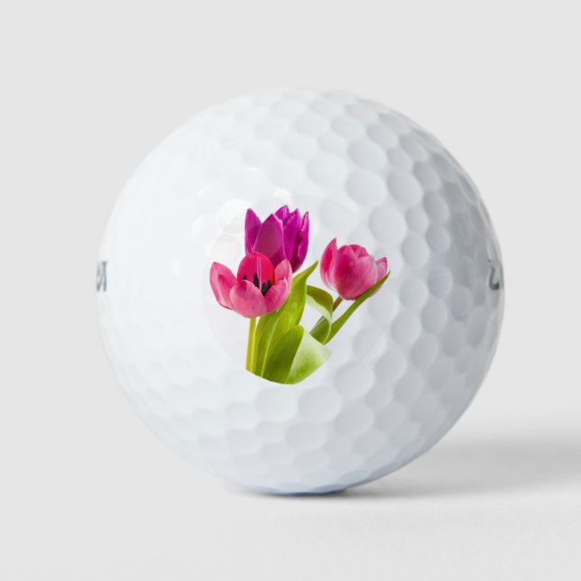 Golf Balls Rosa Grüne Blume Design Kunst Golfball (Vorderseite)