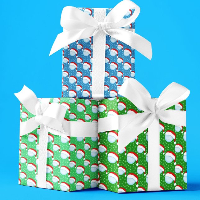 Golf Balls Santa's Hat & Snowflakes farbenfroh Geschenkpapier Set (Von Creator hochgeladen)