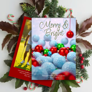 Golf Balls & Shiny Ornaments ・ Familienrotes Foto Feiertagskarte