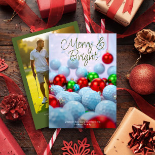 Golf Balls & Shiny Ornaments ・ Family Foto Green Feiertagskarte