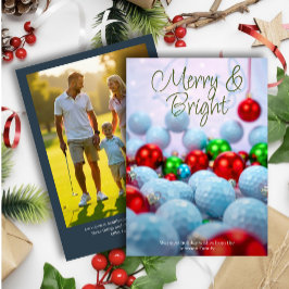 Golf Balls & Shiny Ornaments ・ Family Foto Navy Feiertagskarte