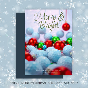 Golf Balls & Shiny Ornaments ・ Navy Blue Feiertagskarte