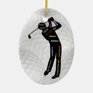 Golf Balls und Golfspielen Motivierend Wörter Kera Keramik Ornament
