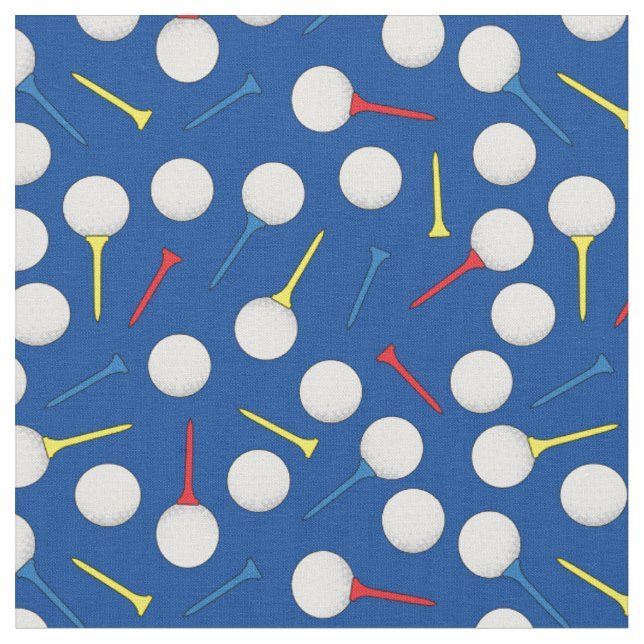 Golf Balls und T-Shirts Muster auf blau Stoff (Nahaufnahme)