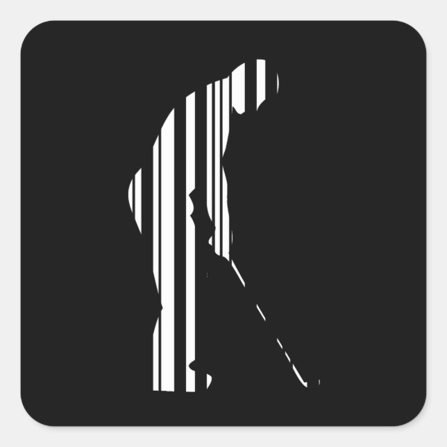 GOLF BAR CODE Golfer Golfing Sports Design Quadratischer Aufkleber (Vorderseite)