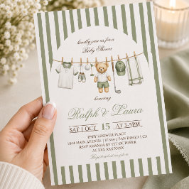 Golf Bär Wäscheleine Baby Shower Einladung
