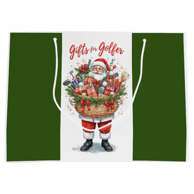 Golf Basket and Santa Claus for golfer Große Geschenktüte (Vorderseite)