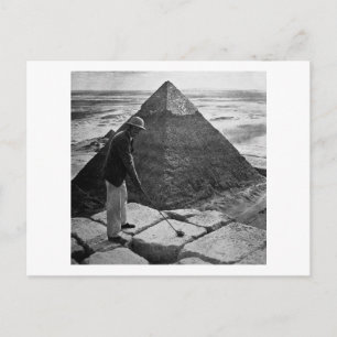 Golf bei der Pyramide Vintage Schwarzweiß Postkarte