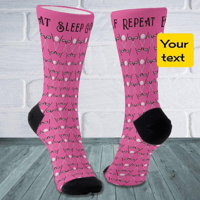 Golf benutzerdefiniertes Textmuster rosa Socken (Von Creator hochgeladen)
