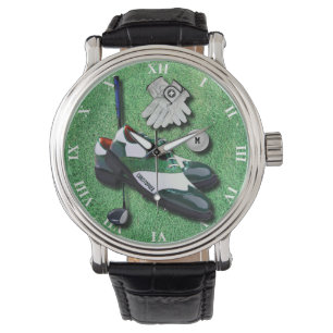 Golf beschuht Ball-Handschuh-Verein-Fahrer mit Armbanduhr