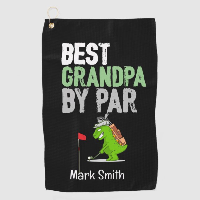 Golf Best Opa by Par mit Dinosaurier Funny Golfhandtuch (Vorderseite)