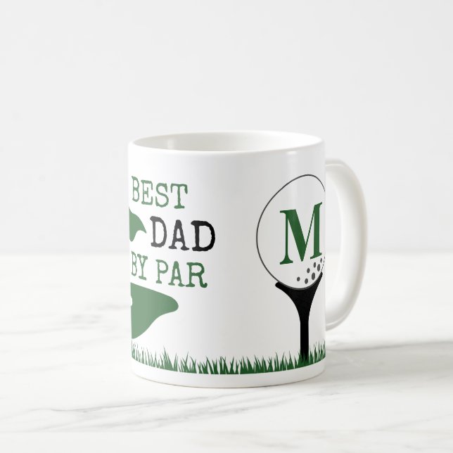 Golf BEST VATER BY PAR Monogram Kaffeetasse (VorderseiteRechts)