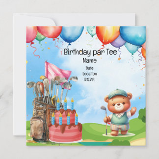 Golf Birthday für Kinder-Golf-Party Einladung