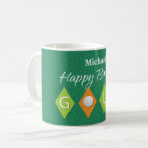 Golf Birthday Green Diamond Shapes