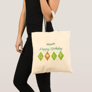 Golf Birthday Green Diamond Shapes Tragetasche