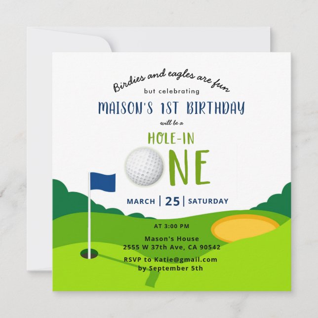 Golf Birthday Hole in einem Par-Tee-Angebot Einladung (Vorderseite)