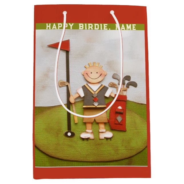 Golf Birthday Mittlere Geschenktüte (Vorderseite)