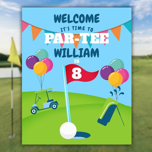 Golf Birthday Party Begrüßungszeichen Poster (Golf Birthday Party Welcome Sign)