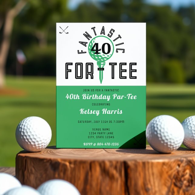 Golf Birthday Party For-T-Shirt 40. Einladung (Von Creator hochgeladen)