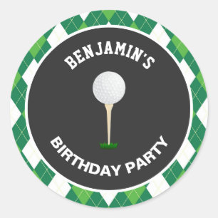 Golf Birthday Party Gefallen-Sticker Runder Aufkleber