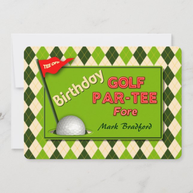 GOLF BIRTHDAY PARTY INVITATION - PAR-T-SHIRT EINLADUNG (Vorderseite)