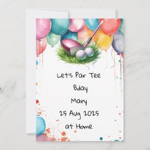 Golf Birthday Pink Thema für Lady Golfer Einladung