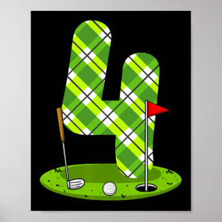 Golf Birthday Shirt For Kids 4th Birthday Party Go Poster