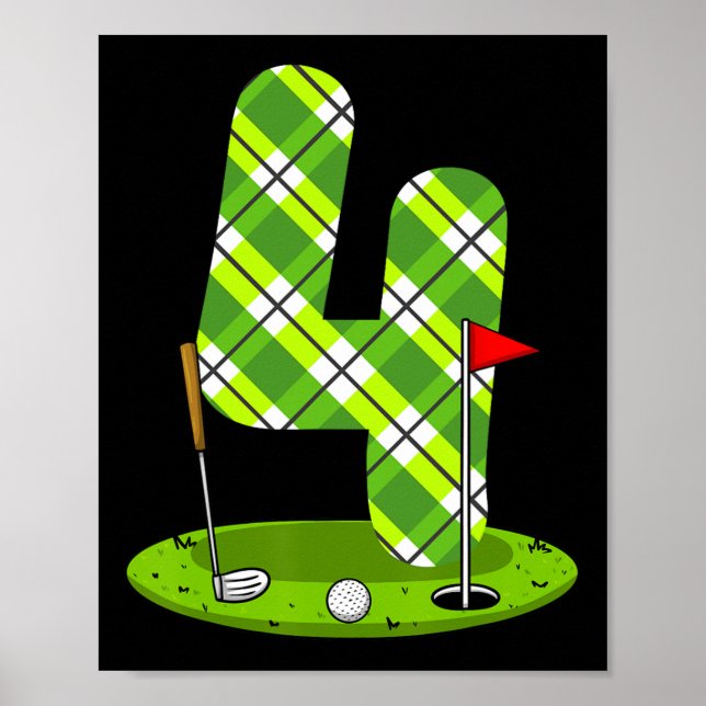 Golf Birthday Shirt For Kids 4th Birthday Party Go Poster (Vorne)