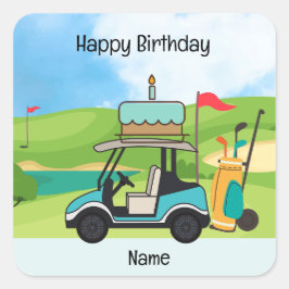 Golf Birthday Thema für Kinder-Golfer-Party Quadratischer Aufkleber