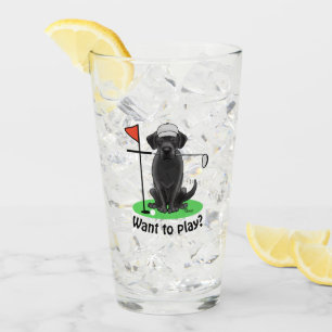 Golf Black Labrador Retriever Dog - Niedlich Glas