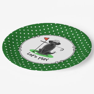 Golf Black Labrador Retriever Dog - Niedlich Pappteller