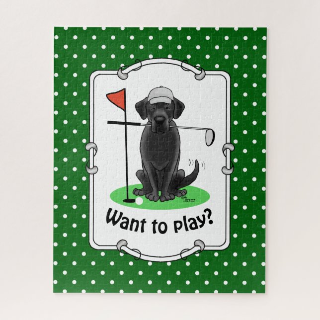 Golf Black Labrador Retriever Dog - Niedlich Puzzle (Vertikal)