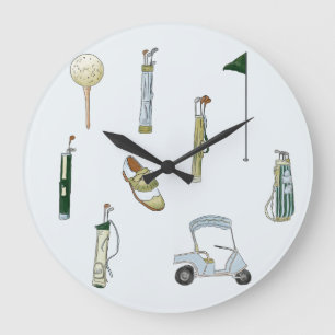 Golf blau und grün große wanduhr
