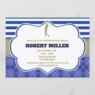 Golf Blue Gold Adult Rente Party Einladung
