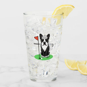 Golf Boston Terrier (schwarzer) Niedlicher Hund Glas