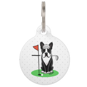 Golf Boston Terrier (schwarzer) Niedlicher Hund Haustiermarke