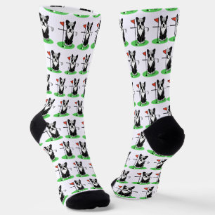 Golf Boston Terrier (schwarzer) Niedlicher Hund Socken