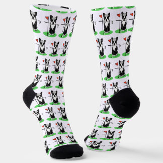 Golf Boston Terrier (schwarzer) Niedlicher Hund Socken