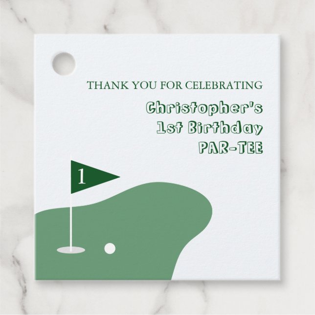 Golf Boy 1. Geburtstag Geschenkanhänger (Vorderseite)