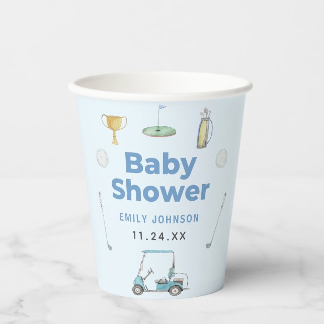 Golf Boy Baby Dusche Pappbecher (Vorderseite)