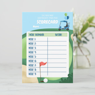 Golf Boy Birthday Par-T-Shirt Golfing Card Scoreca Einladung