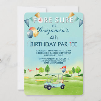 Golf Boy Fourth 4. Geburtstags-Par-Tee Einladung