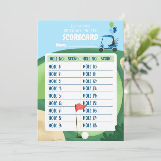 Golf Boy Geburtstag Par-T-Shirt 18 Holes Card Scor Einladung