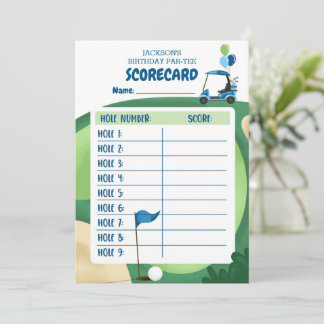 Golf Boy Geburtstag Par-T-Shirt 9 Holes Card Score Einladung