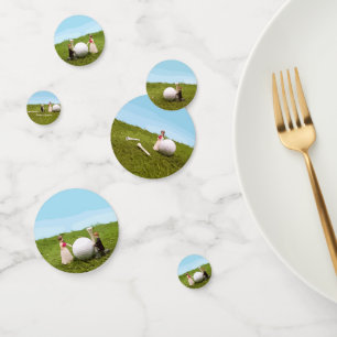 Golf Braun und Bräutigam mit Golf Ball Tee Hochzei Konfetti